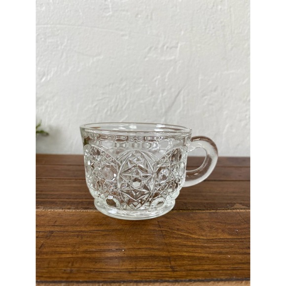 Set of Six Smith Glass Daisy and Button Clear Punch Cups - Picture 1 of 7